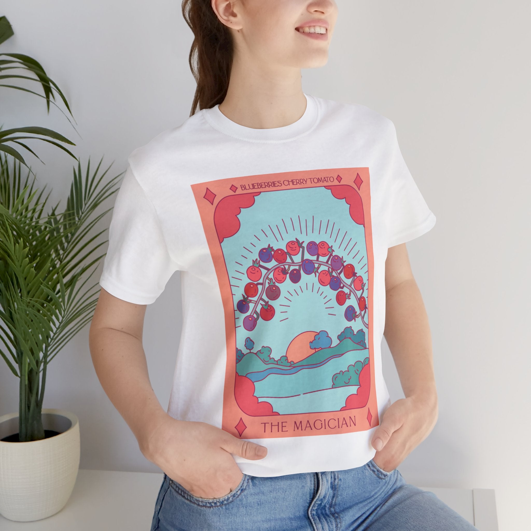 The Magician - Blueberries Tomato Botanical Tarot Card Unisex Graphic Tee