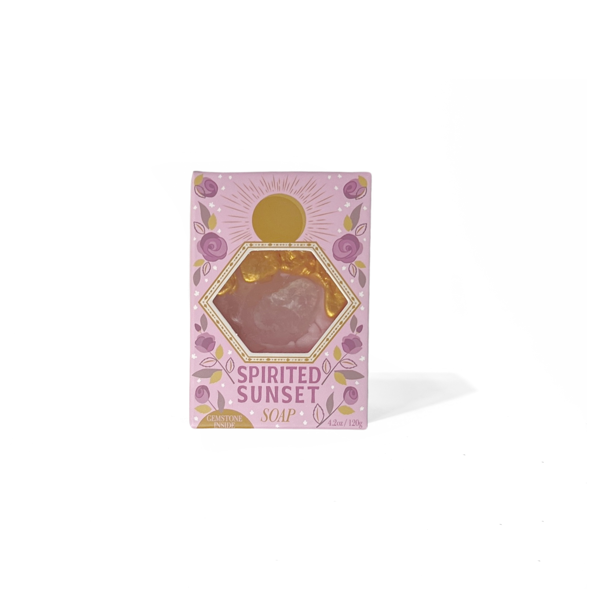 Spirited Sunset Gemstone Bar Soap in Wild Rose with Rose Quartz