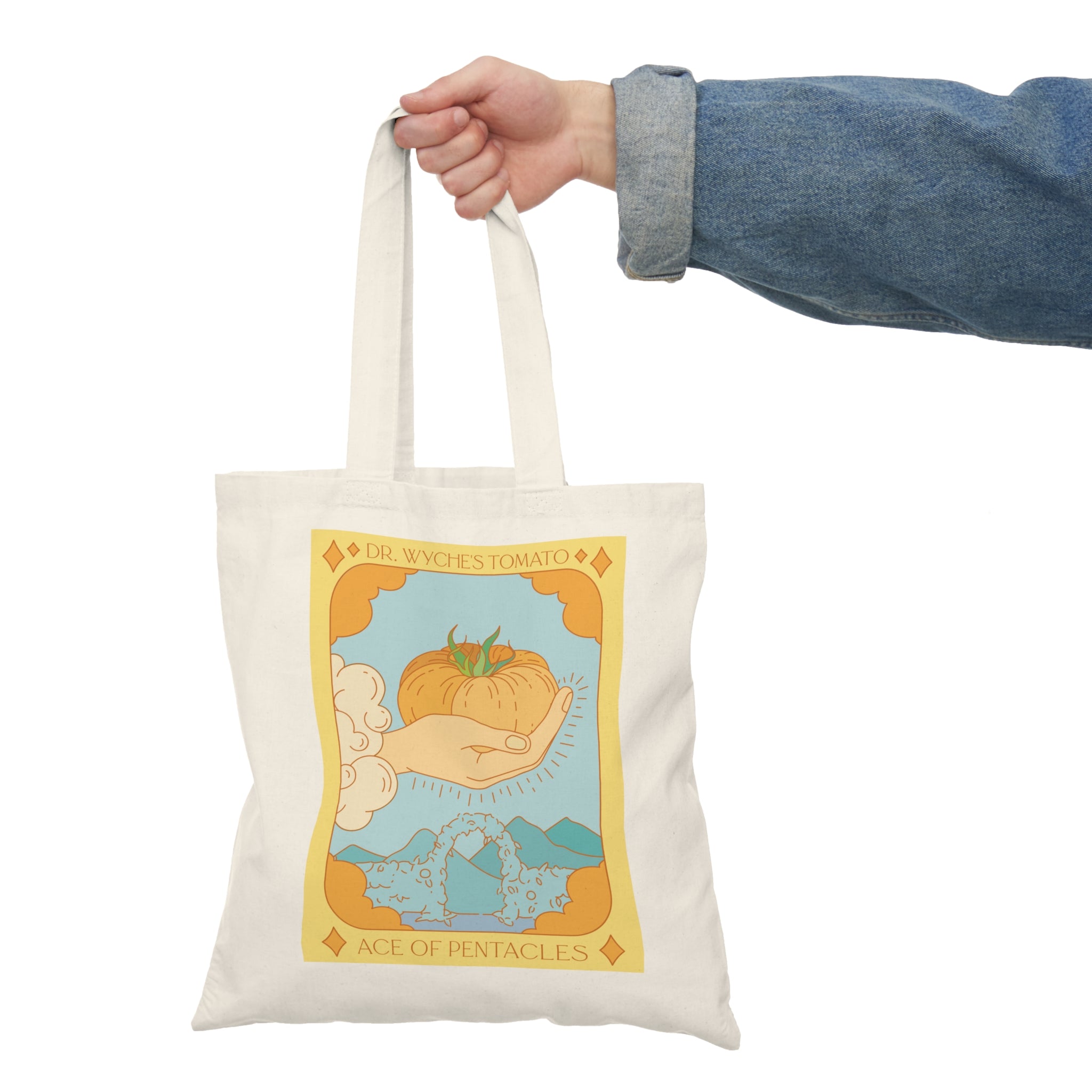 Tarot-Inspired Tomato Cotton Canvas Tote Bag for Gardening Enthusiasts