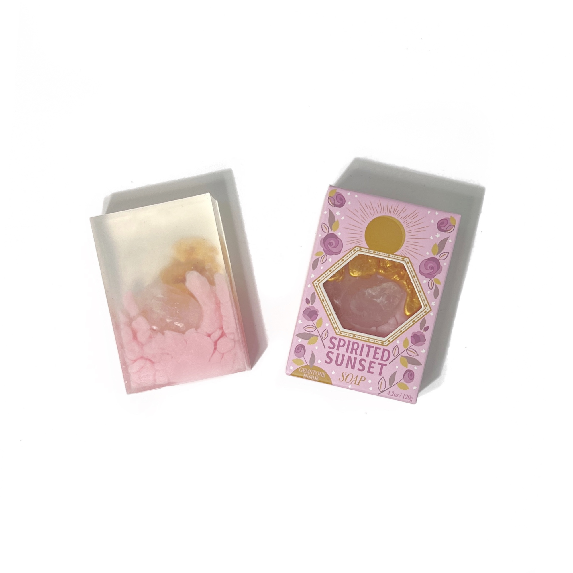 Spirited Sunset Gemstone Bar Soap in Wild Rose with Rose Quartz