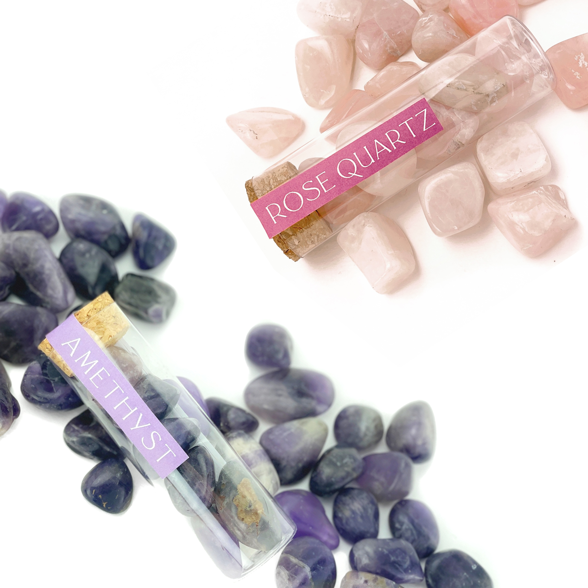 Natural Amethyst Tumbled Gemstone Intention Vial