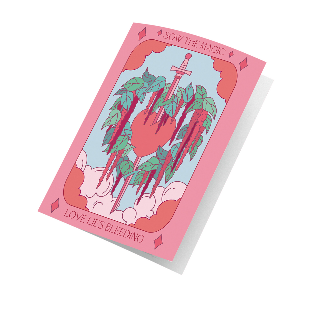 Love Lies Bleeding Botanical Tarot Greeting Card