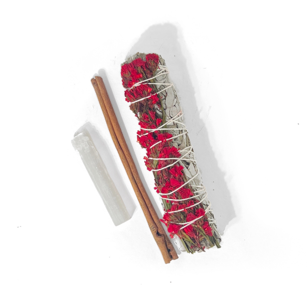 Holiday Spirits Red Sinuata + White Sage Energy Clearing Smudge Protection Bundle