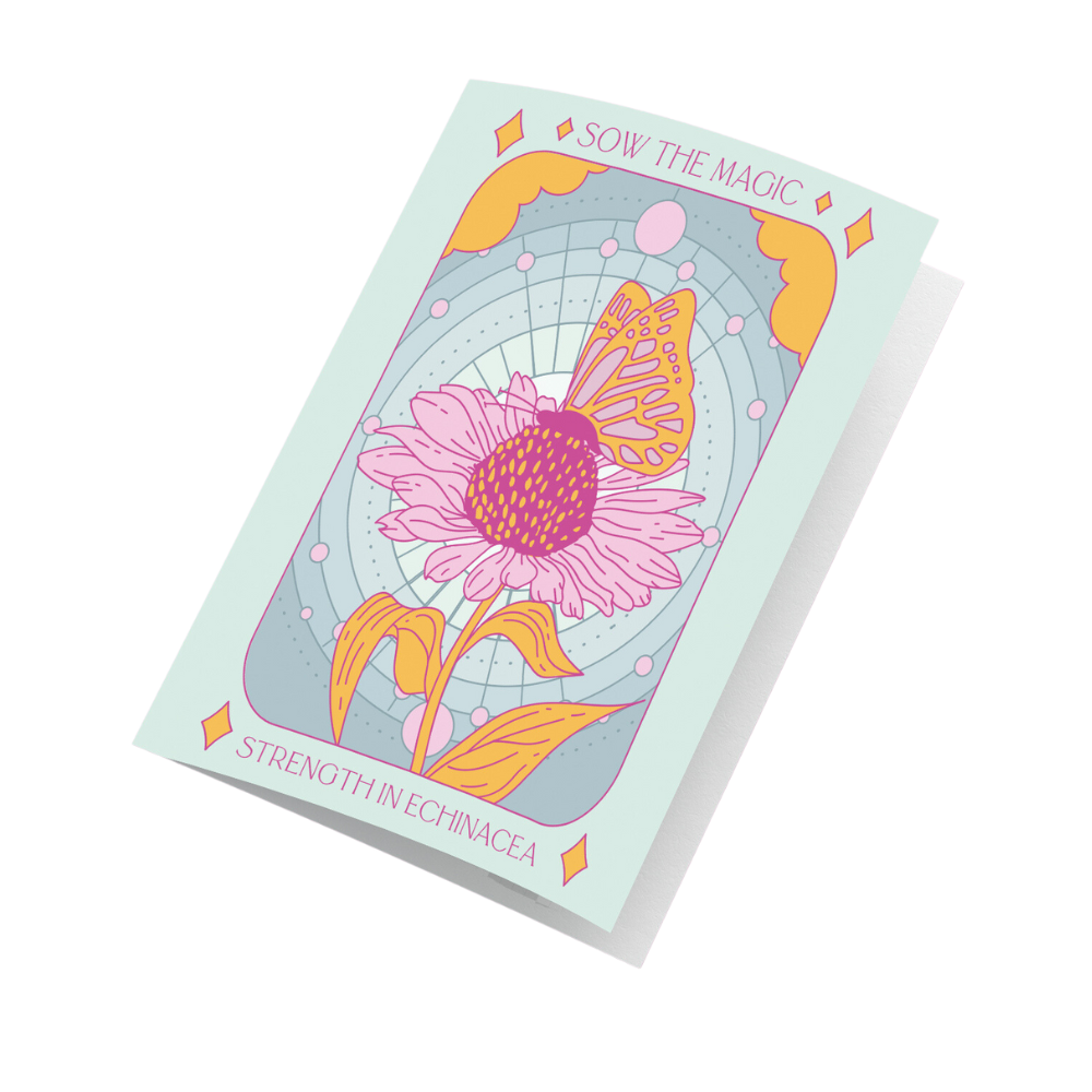 Strength in Echinacea Botanical Tarot Greeting Card