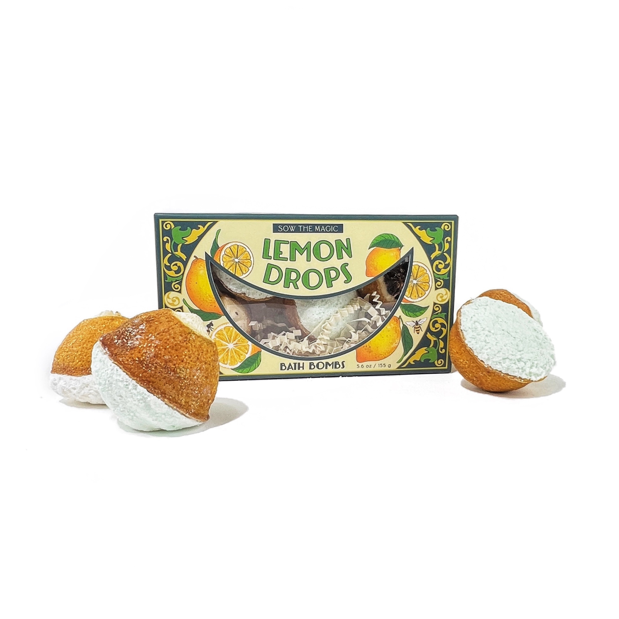 Natural Lemon Drop Bath Bomb Gift Set made with Lemon + MInt