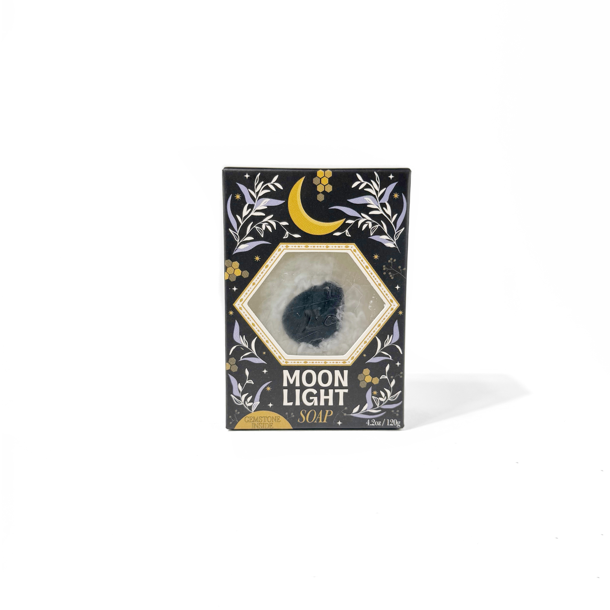 Moonlight Gemstone Bar Soap in Golden Honey with Obsidian