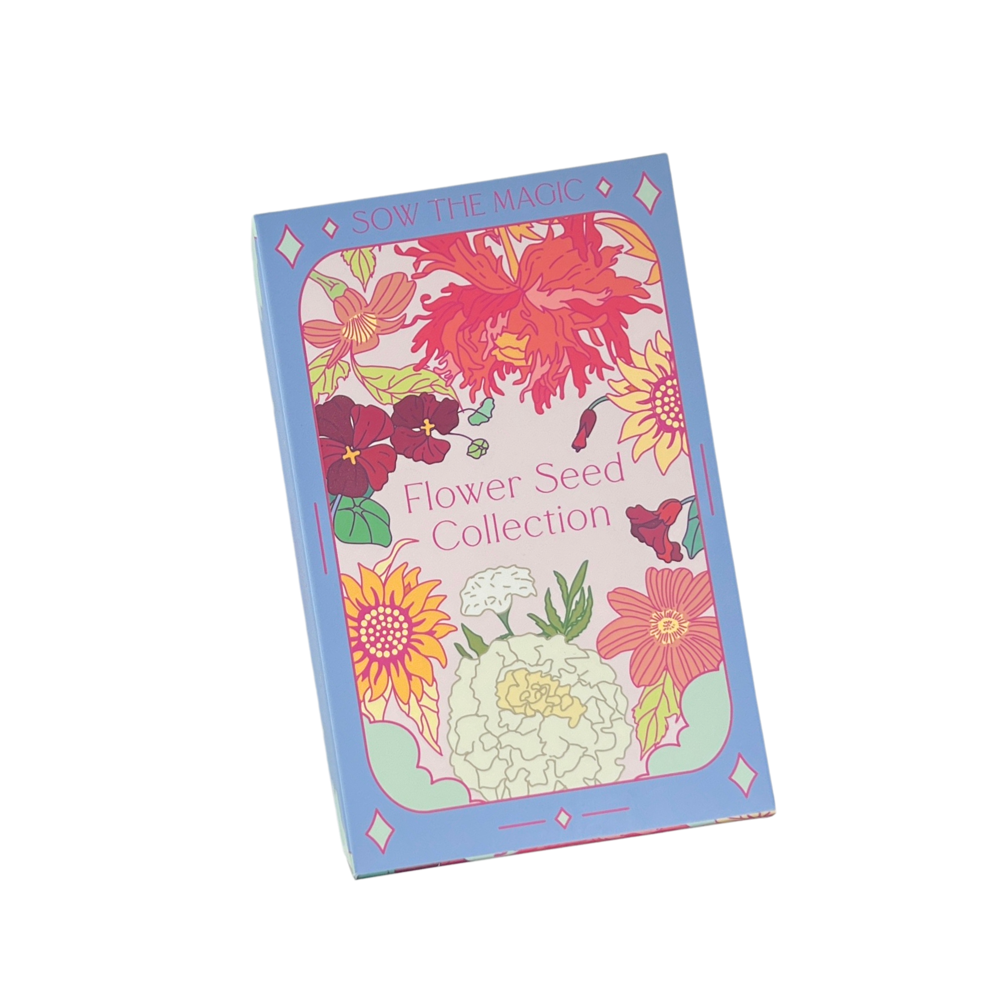 Sow The Magic Flower Seed Collection gift box featuring illustrated floral designs, front flat view.