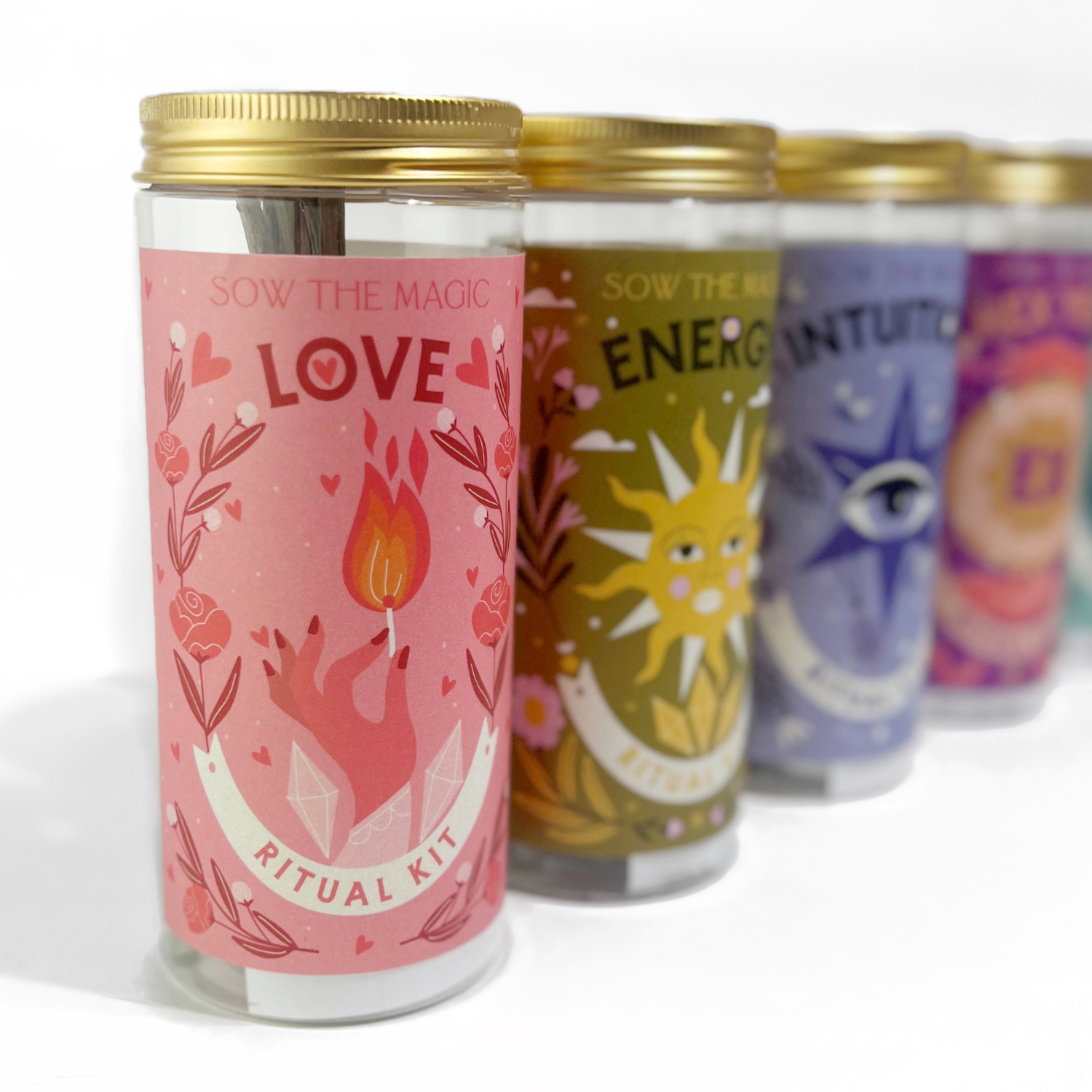 Sow the Magic Ritual Kits displayed together including Intuition, Love, Energy and Empowering sets