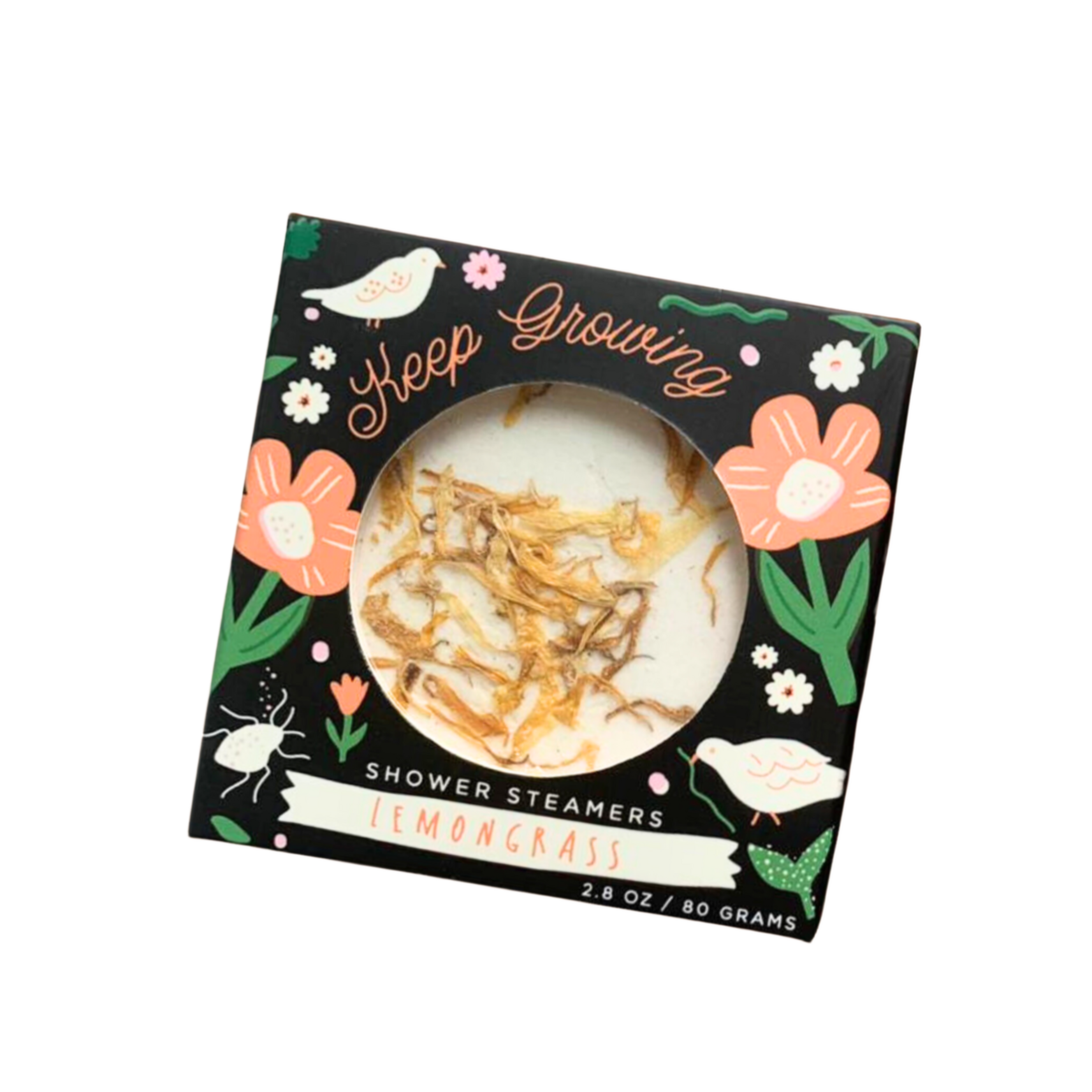 Keep Growing lemongrass shower steamer duo in illustrated floral box with 2.8 oz label