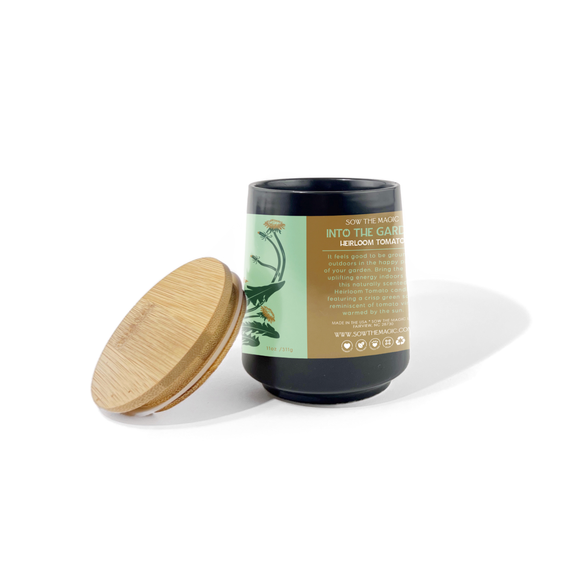 Flatlay of heirloom tomato candle on white background