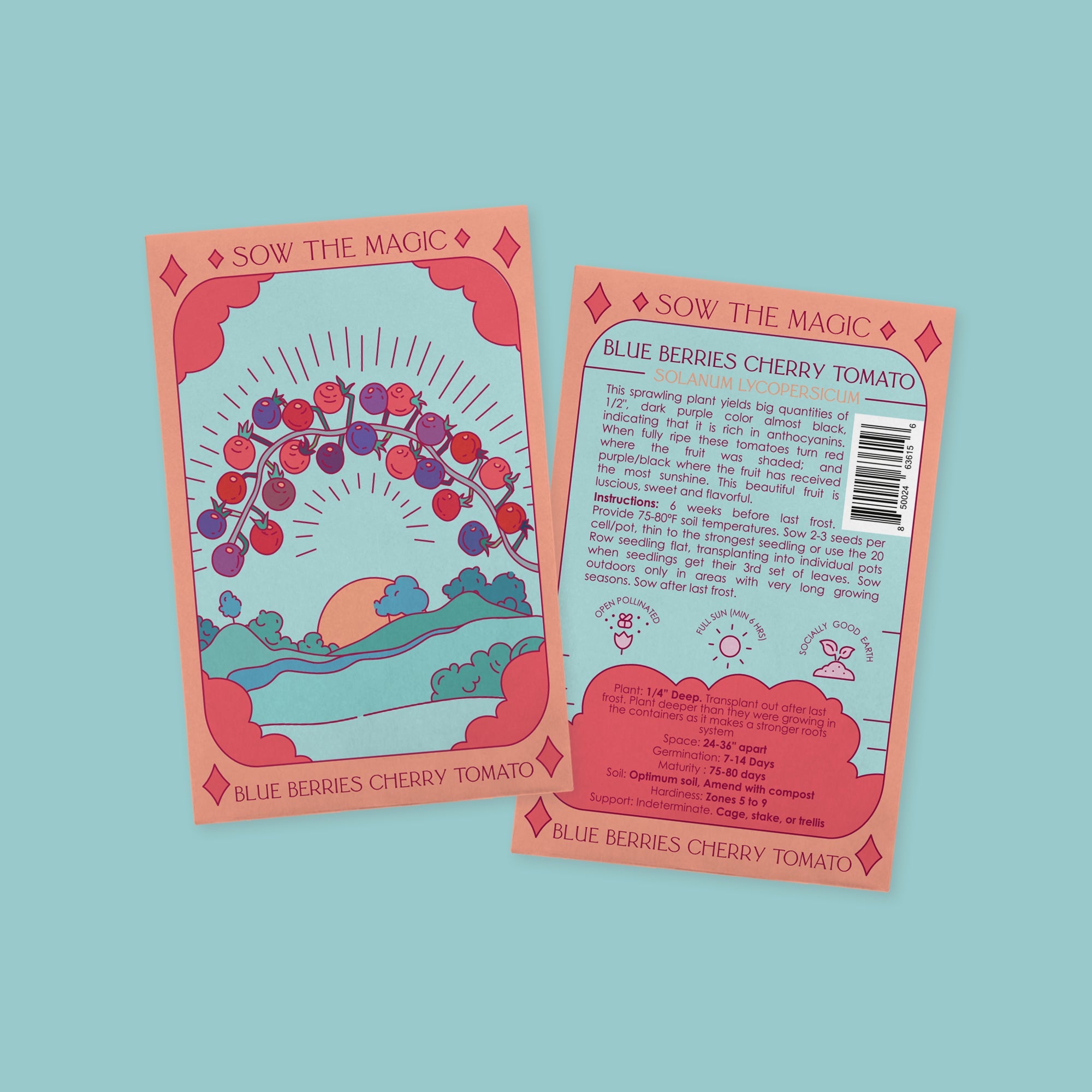 Blueberries Cherry Tomato Tarot Seed Packet