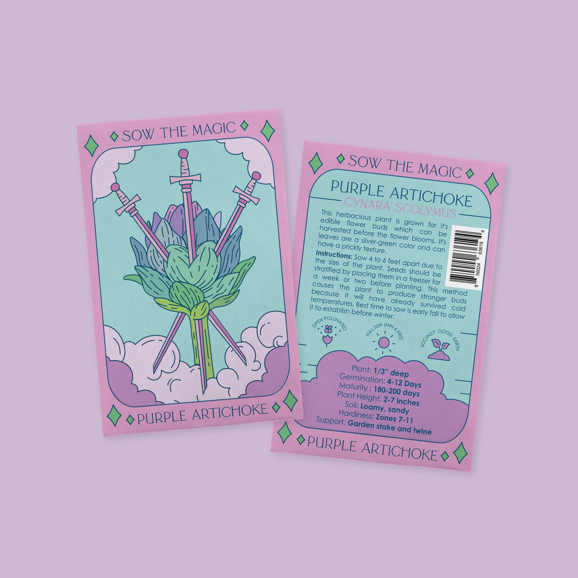 Purple Artichoke Tarot Seed Packet