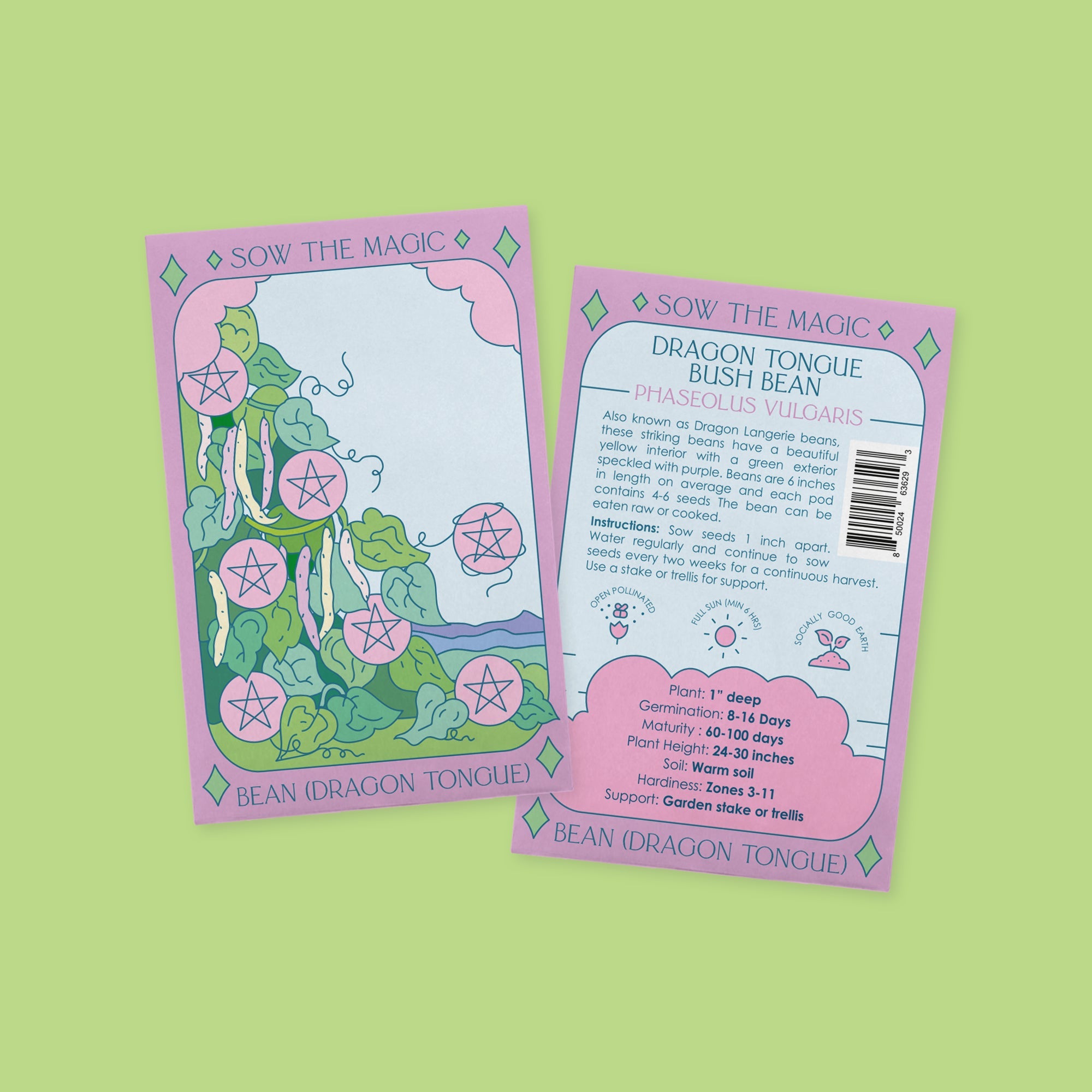 Dragon Tongue Bush Bean Tarot Seed Packet - Thumbnail 3
