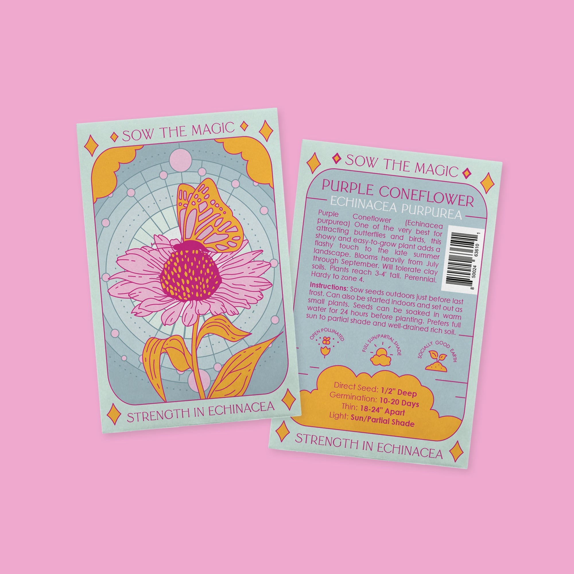 Strength in Echinacea Flower Tarot Seed Packet - Thumbnail 2