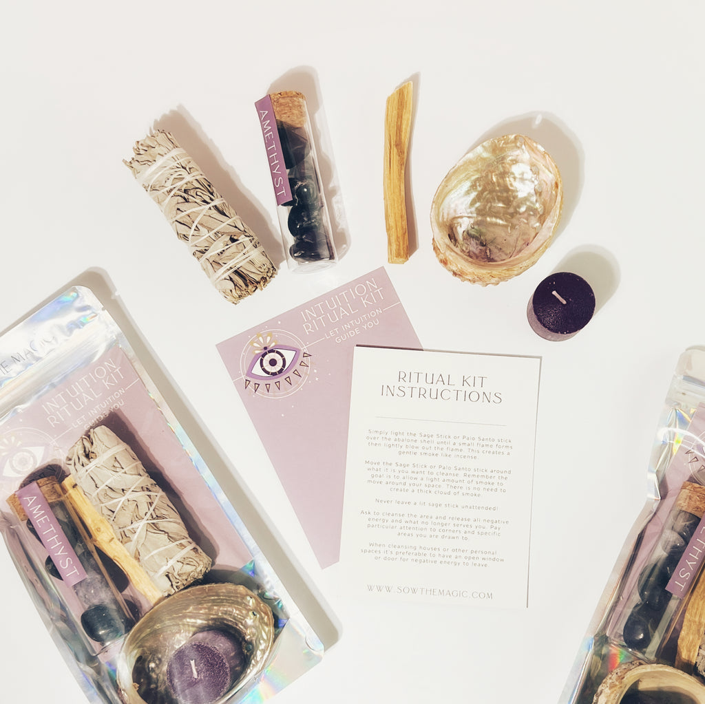 Intuition + Guidance Ritual Spell Kit Protection with Amethyst, Palo Santo + Sage