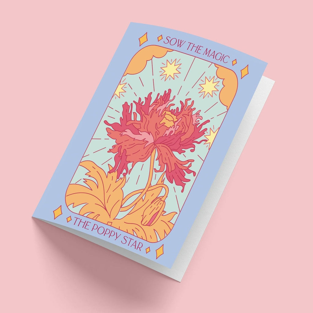 The Poppy Star Botanical Tarot Greeting Card