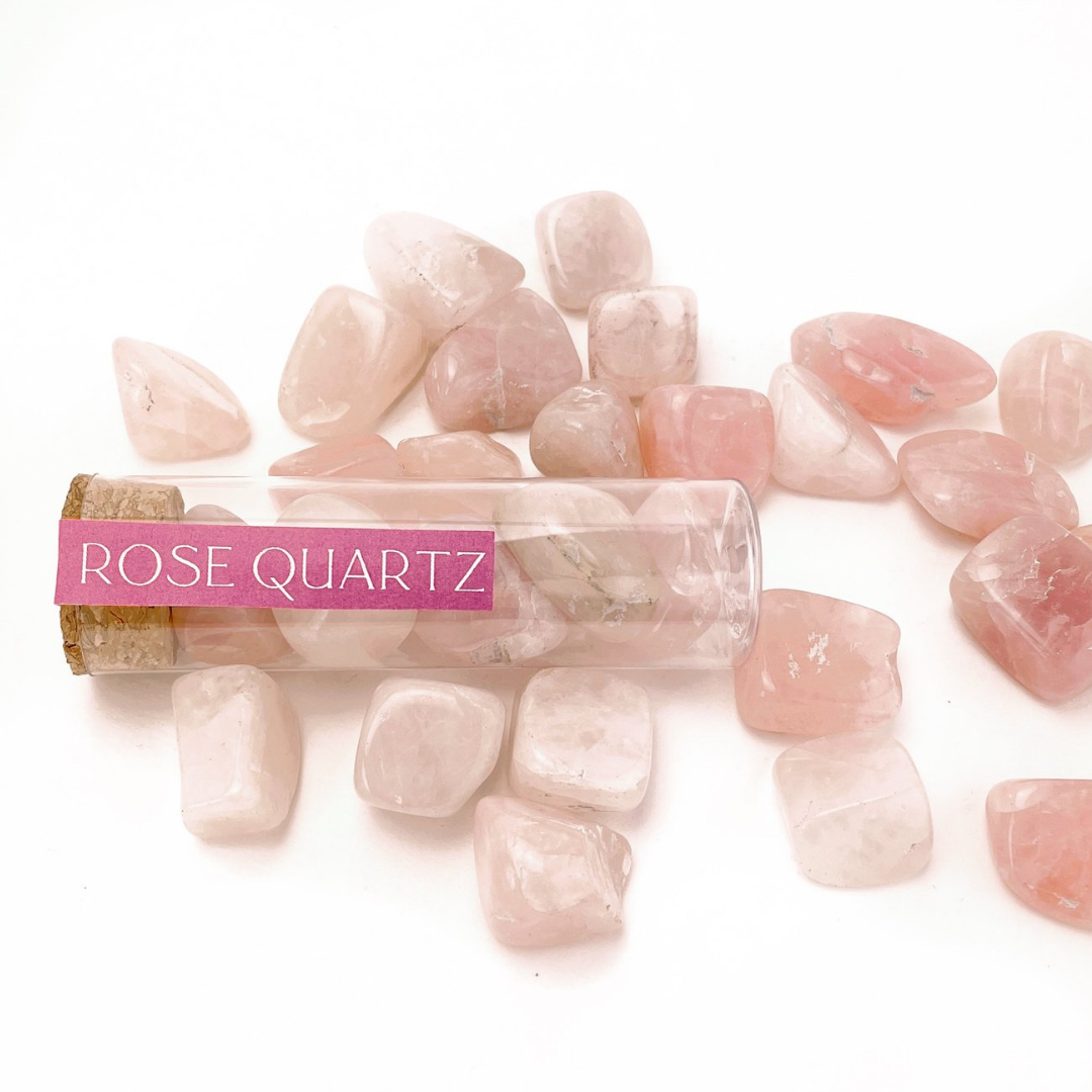 Natural Rose Quartz Tumbled Gemtone Intention Vial