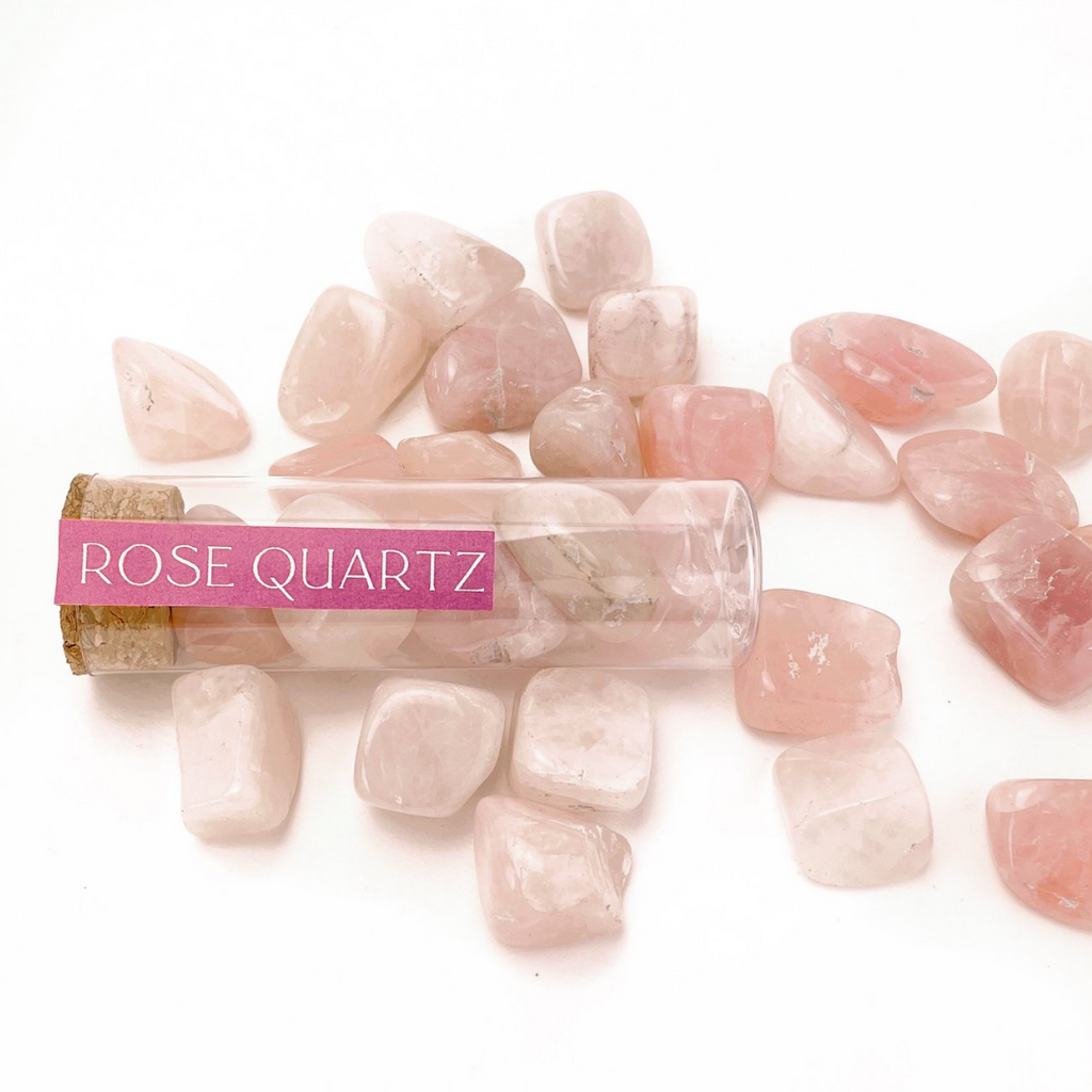 Natural Rose Quartz Tumbled Gemtone Intention Vial