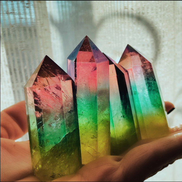 Rainbow Aura Quartz Quartz Point