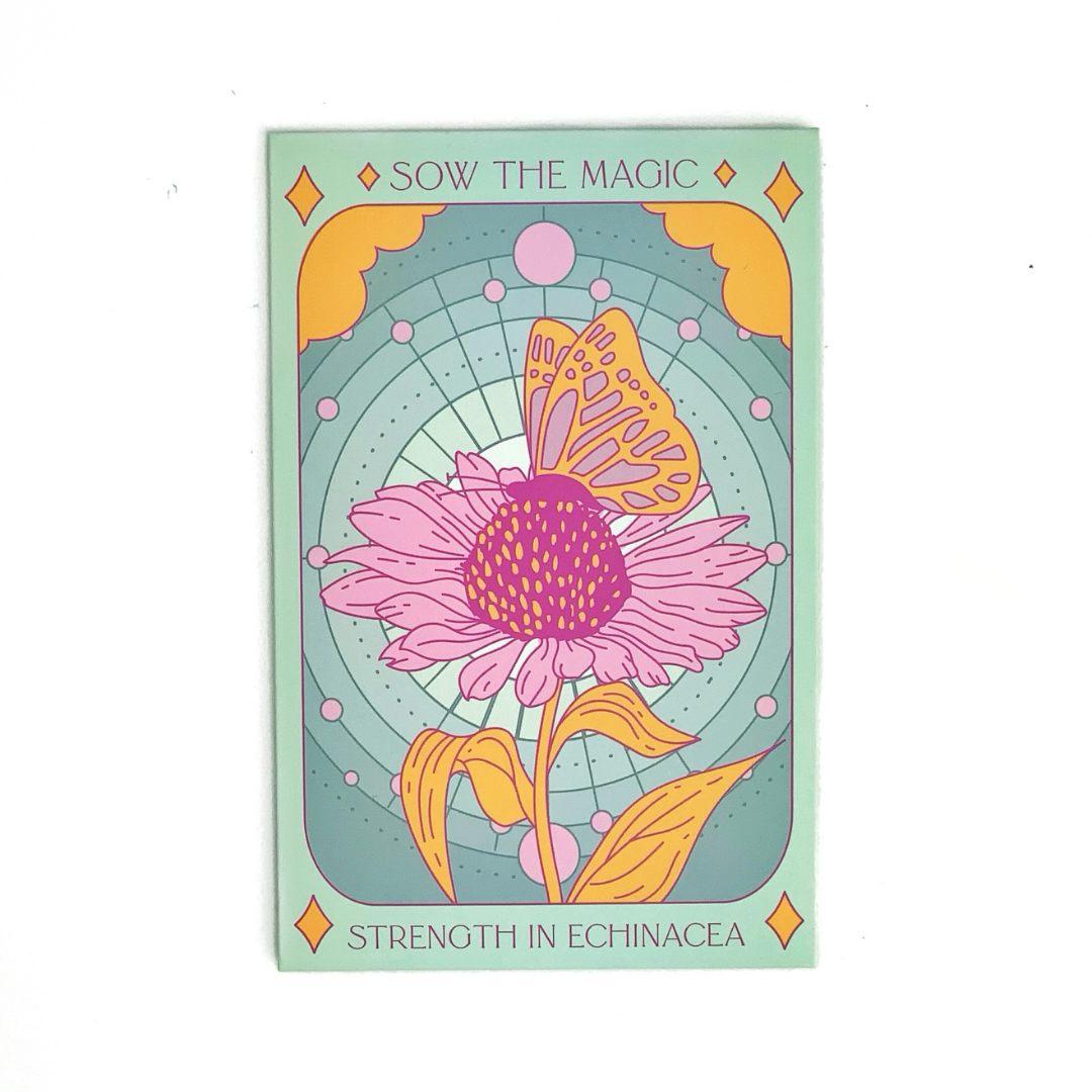 sow echinacea seeds Strength in Echinacea Flower Tarot Seed Packet