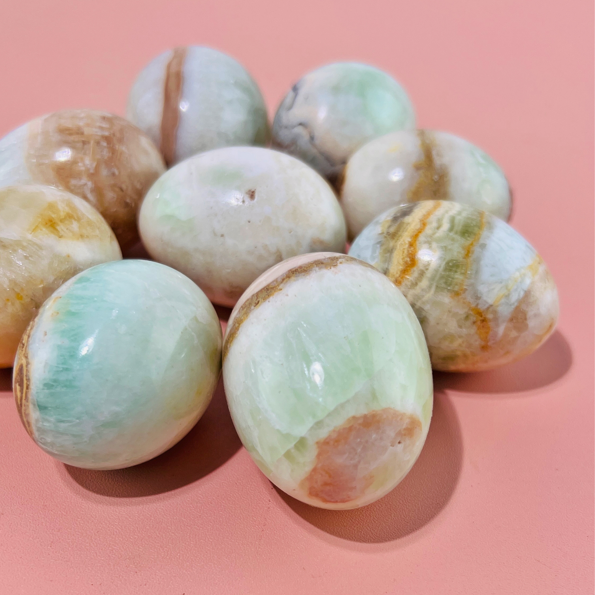 Natural Caribbean Calcite Crystal Egg Shape for Altar Nest