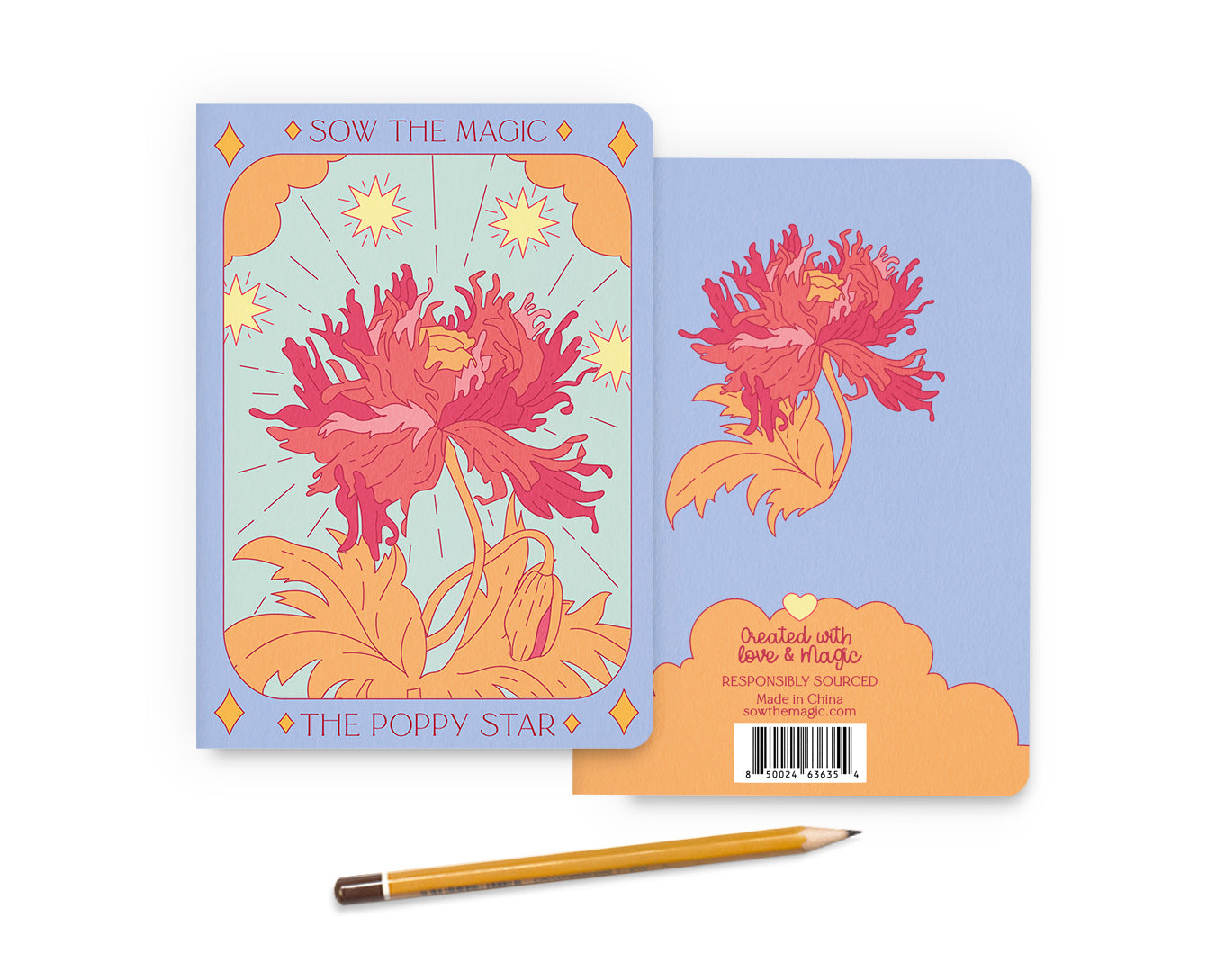 Poppy Star Tarot Card Journal Notebook