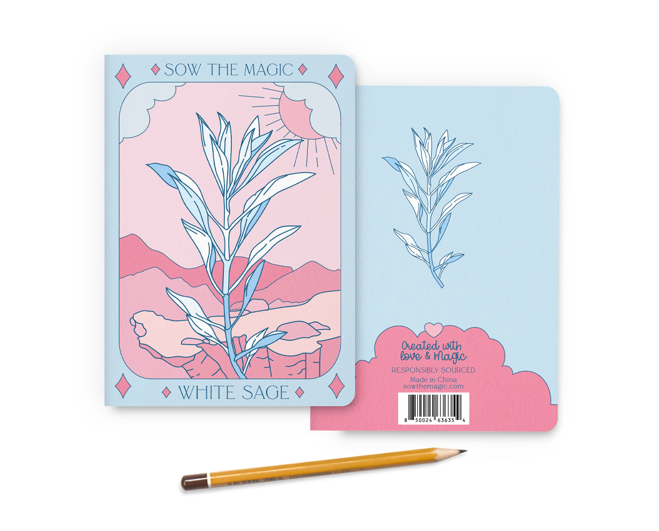 White Sage Tarot Card Journal Notebook